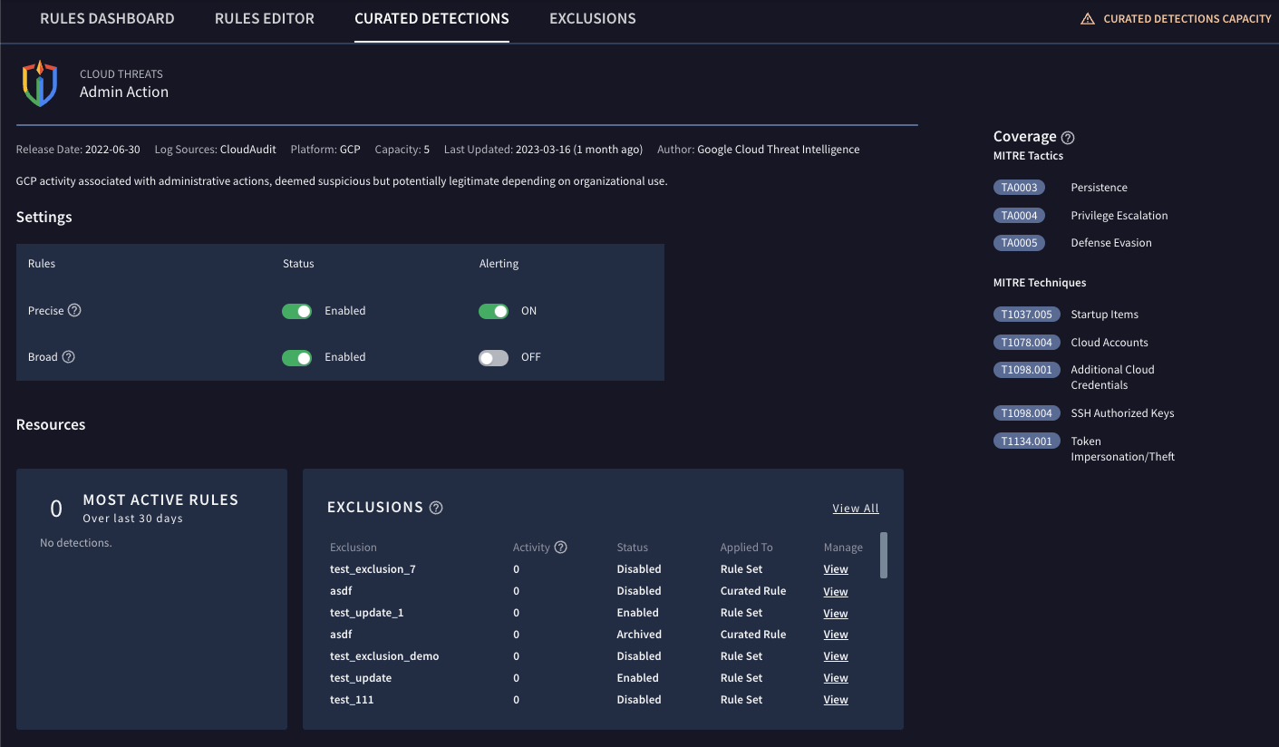 Configurações de regras