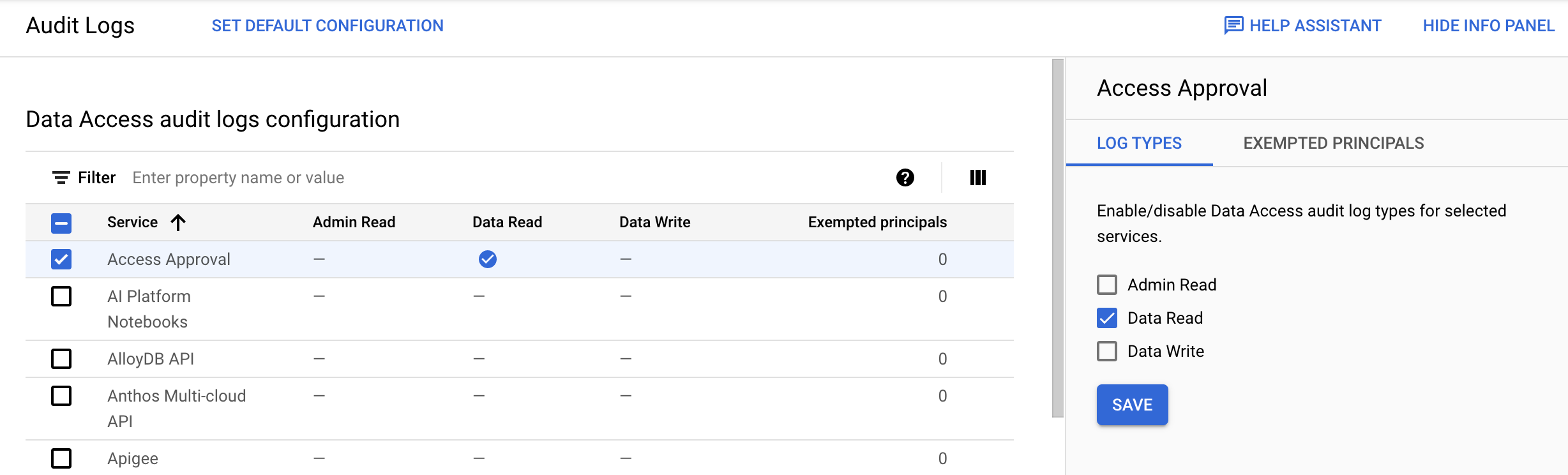 Configuración de registros de auditoría