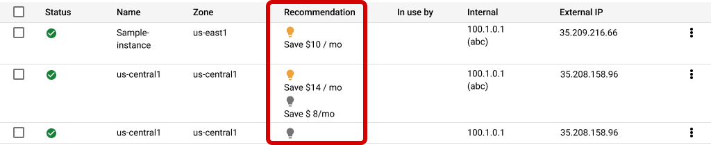 Cost Recommendation Detail